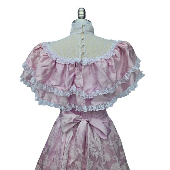 Gunne Sax Vintage 80s Purple Princess Dress Size S 9 Lace Southern Belle - Picture 9 of 12